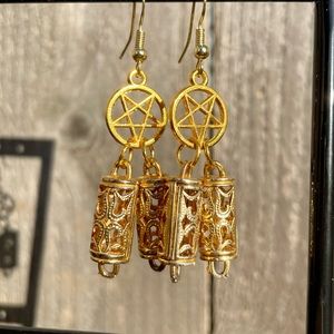 2/$30 NWT OOAK Upcycled Reclaimed Vintage Pentagram Occult Dangle Earrings